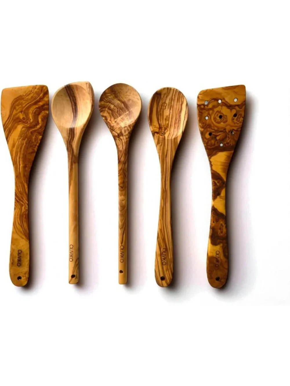 Handmade 100% Olive Wood Spoon & Spatula Set | Eco-Friendly Kitchen Utensils